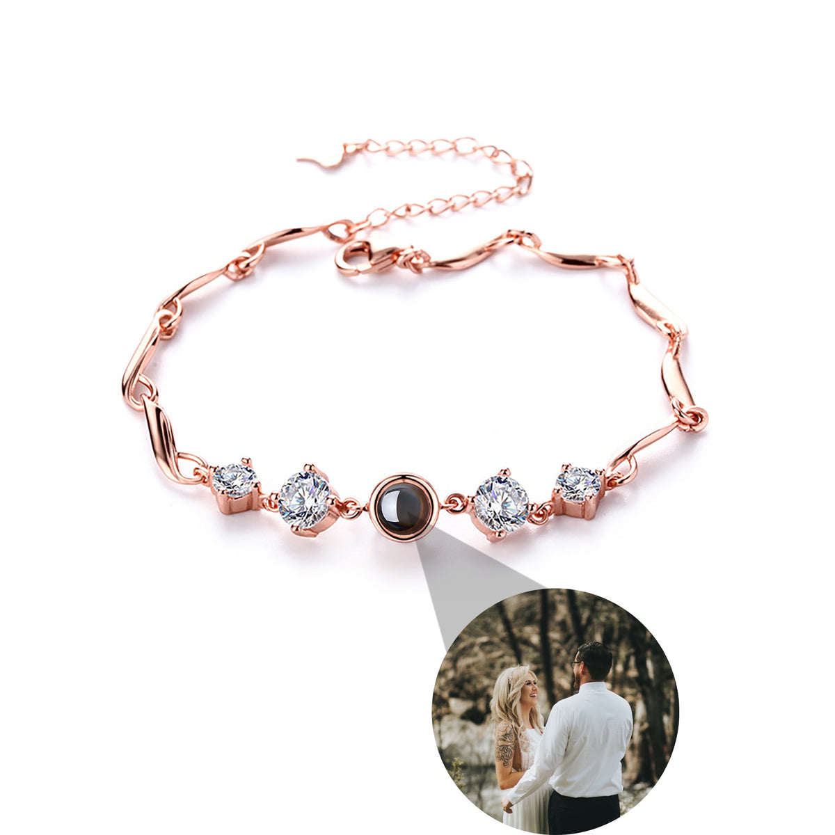 Benutzerdefinierte Foto Projektion Armband Schmuck mit Silber/Roségold Farbe