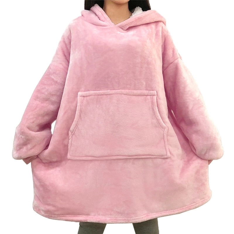 Winter Oversized Hoodies Women Giant Hoody Flannel Fleece Wearable Blanket