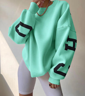 Casual Letters Print Sweatshirt Women Long Sleeve Loose Hoodies Y2k Streetwear