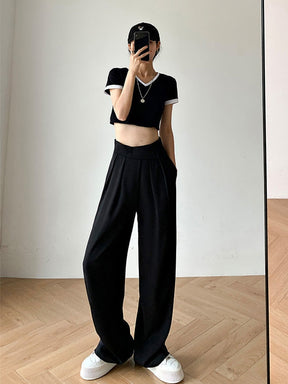 Casual Baggy Trousers Women Summer High-Waist Pants Loose Straight Mopping Pants