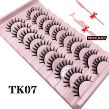 Strip Lashes 10-pairs Fluffy Mink Lashes 3D False Volume Eyelashes