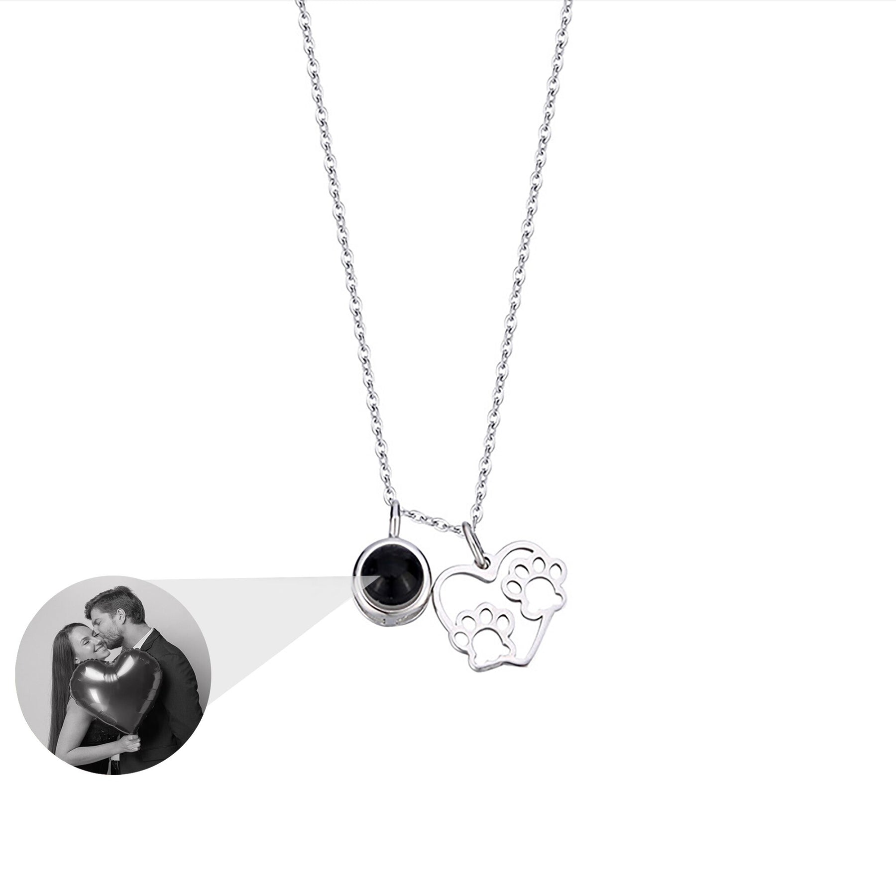 Photo Customizable Love Dog Paw Projection Necklace Pendant Jewelry