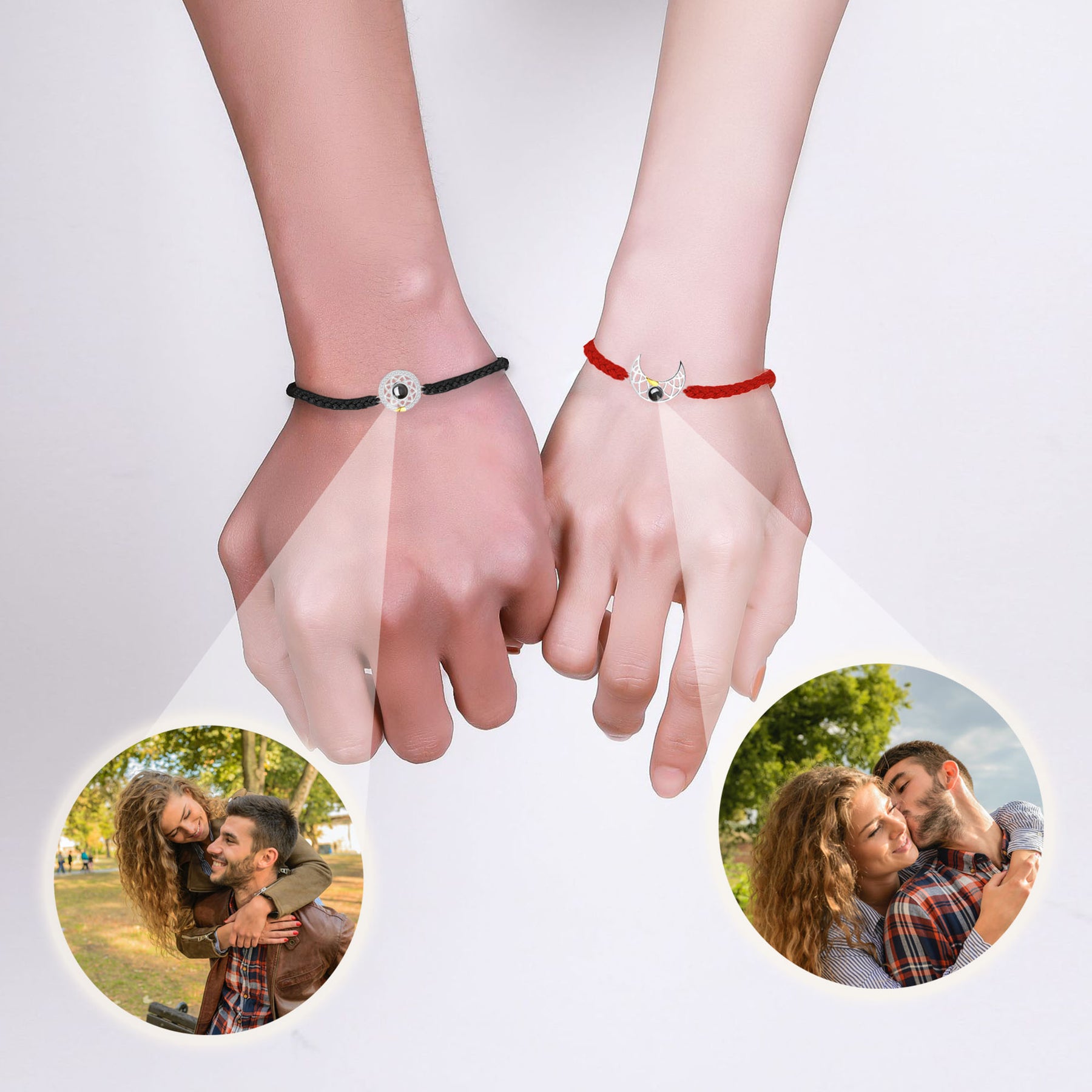 Customizable Photo Sun Moon Bracelet Stainless Steel Couple Bracelet