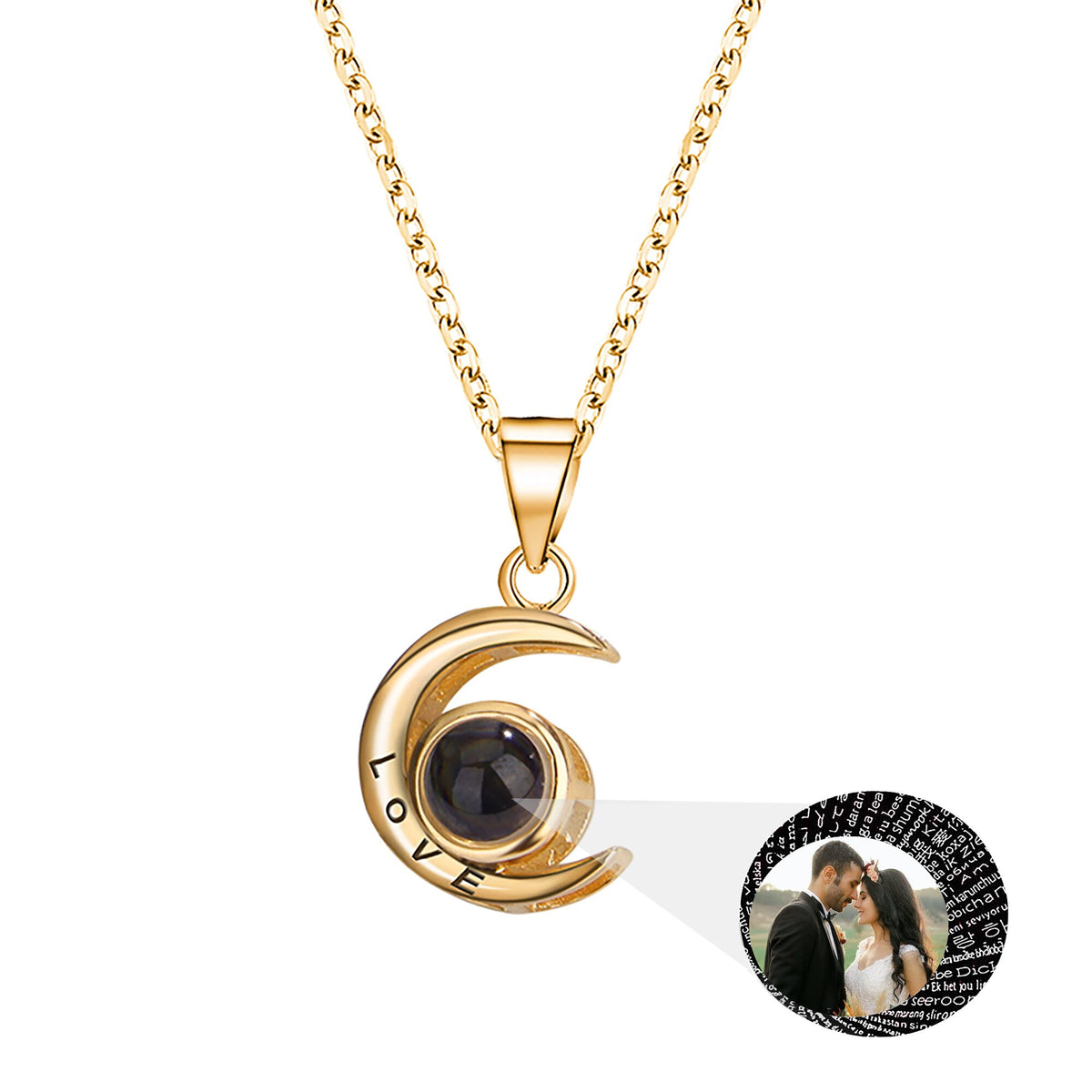 Personality Moon Necklace With Customizable Photo Romantic Gift