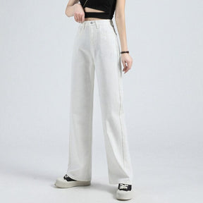 Spring Women Long Jeans Trousers Wide Leg Ladies Floor-Length Pants