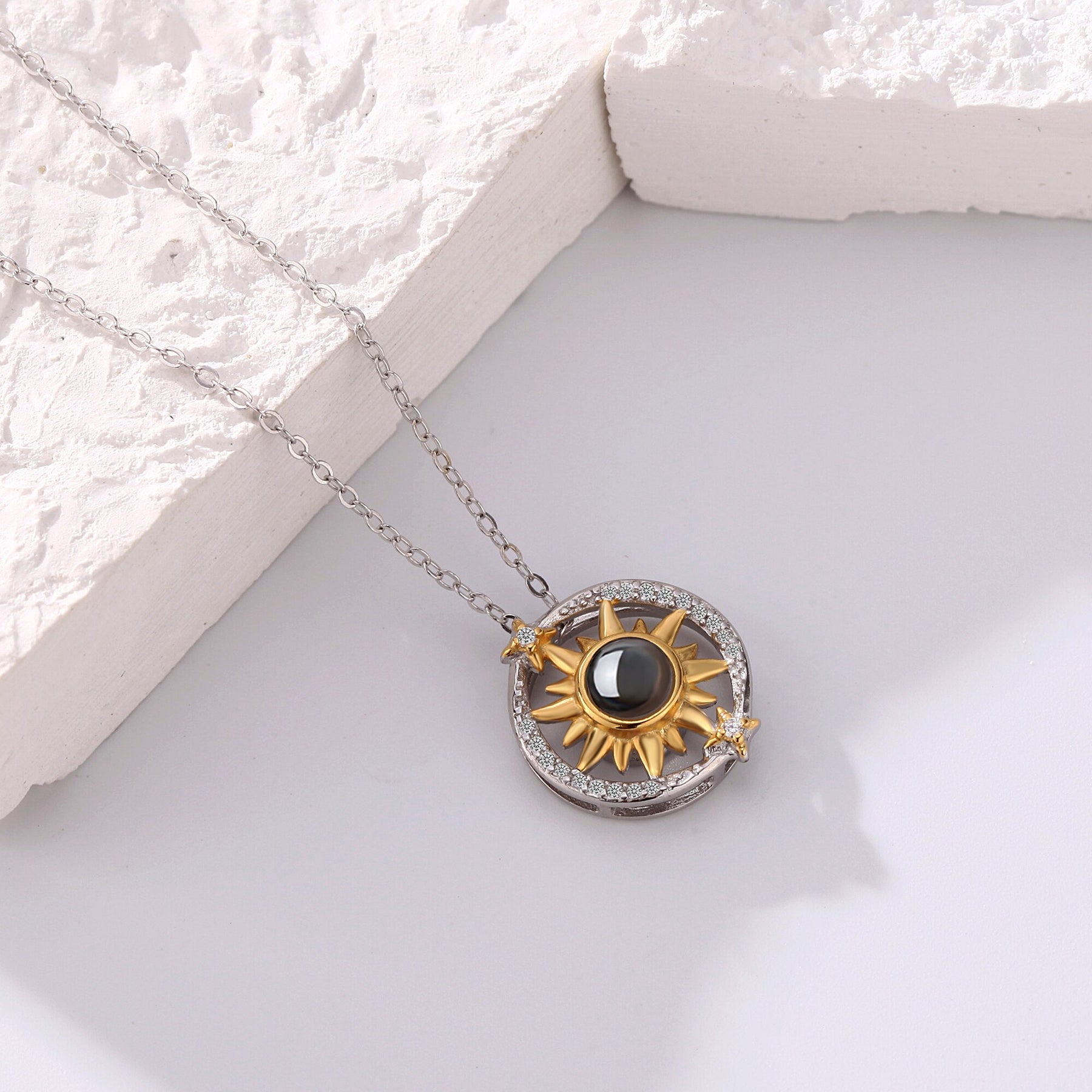 Customizable photo sunflower Projection Necklace Pendant Jewelry