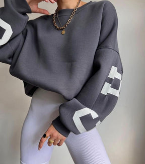 Felpa con stampa lettere casual Felpa con cappuccio allentata a maniche lunghe da donna Y2k Streetwear