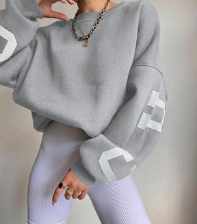 Casual Letters Print Sweatshirt Damen Langarm Lose Hoodies Y2k Streetwear