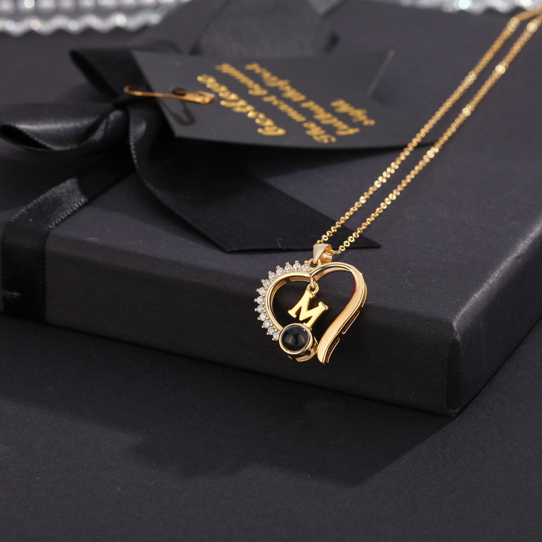 letter necklace Simple Heart Shaped Photo Custom Projection Necklace