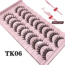 Strip Lashes 10-pairs Fluffy Mink Lashes 3D False Volume Eyelashes