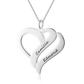 Heart Shaped Personalized Engraving 2 Names Name Necklace