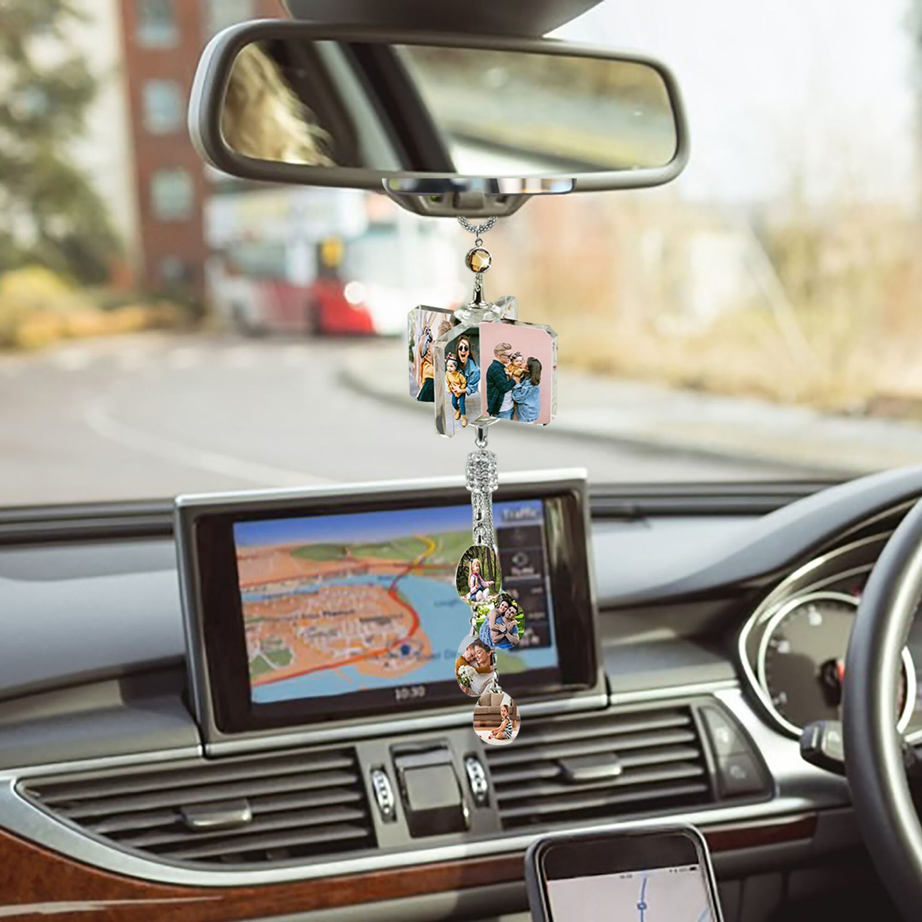 Customizable photo Car Rearview Mirror Pendant Car Interior Modeling Crystal Ball Ornaments