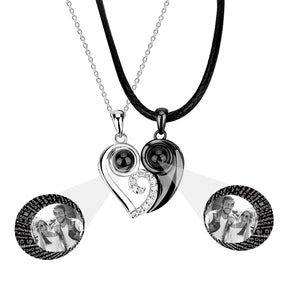 Customizable photoSet of Fashion Magnetic Heart Couple Necklace For Women Men