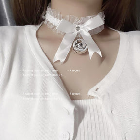 Bowknot Dark Girl Collana girocollo in pizzo nero Harajuku Punk Gothic Loli Cute Collar