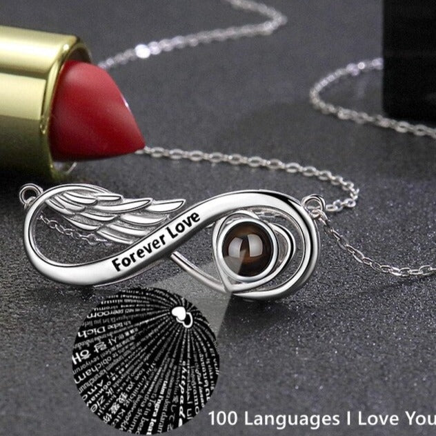 Gepersonaliseerde projectiefotoketting, ketting met oneindigheidshanger, verjaardagscadeau