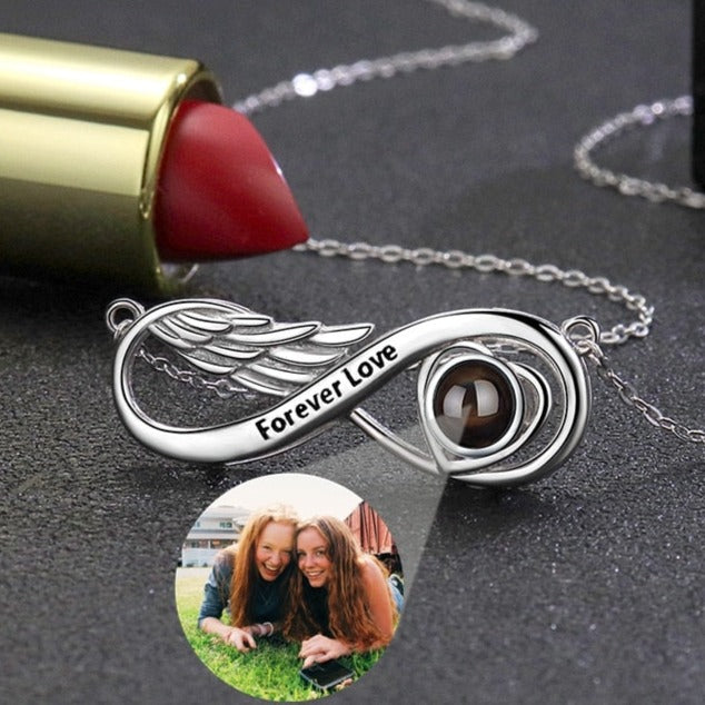Gepersonaliseerde projectiefotoketting, ketting met oneindigheidshanger, verjaardagscadeau
