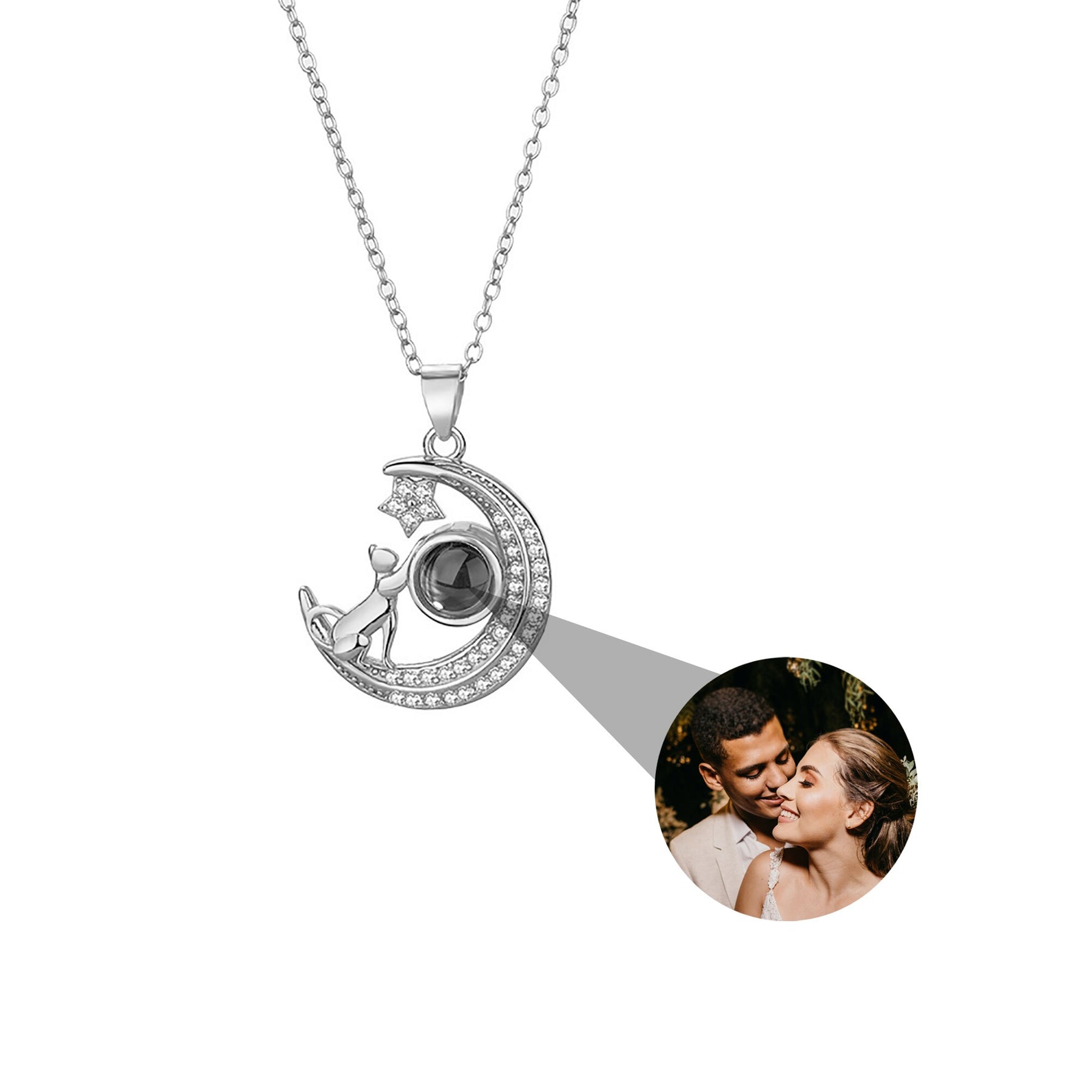 Customizable photo Cute moon necklace Projection Necklace