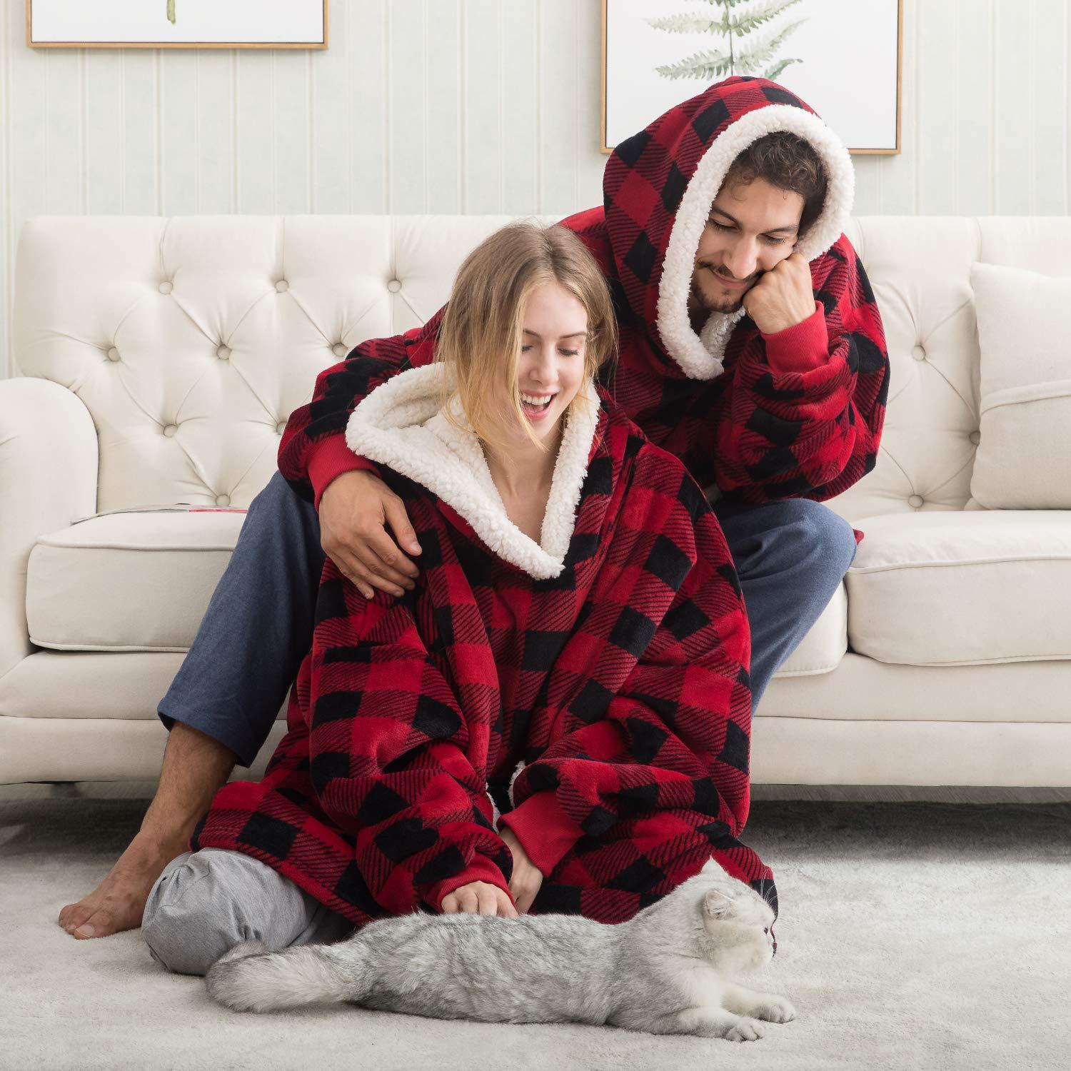 Winter Oversized Hoodies Women Giant Hoody Flannel Fleece Wearable Blanket