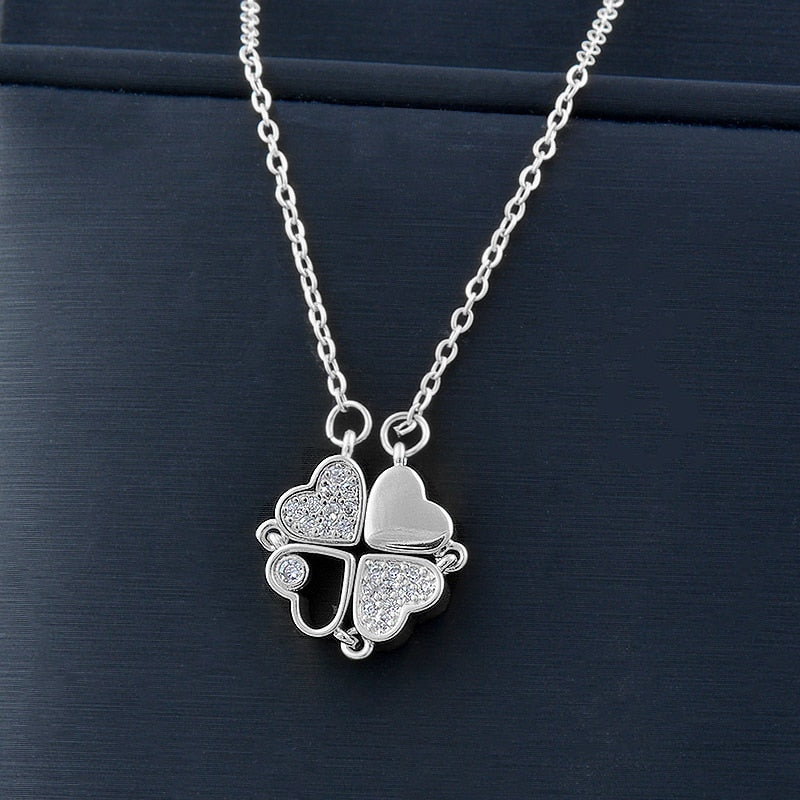 Trendy Flower Magnetic Attract Together Pendant Necklace