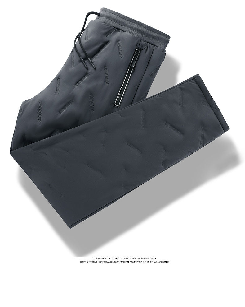 Winter Zip Pockets Thicken Fleece Sweatpants Joggers Water Proof Thermal Trousers