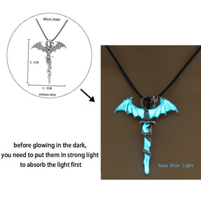 Collana drago luminoso Fluorescenza notturna incandescente Collana placcata argento che si illumina al buio