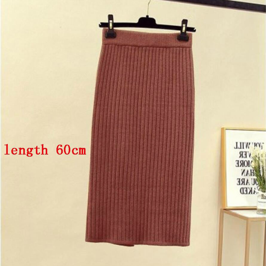 High Waist Women Knitted Skirt Spring Autumn Fashion Rib Skirt Elegant Midi Skirt