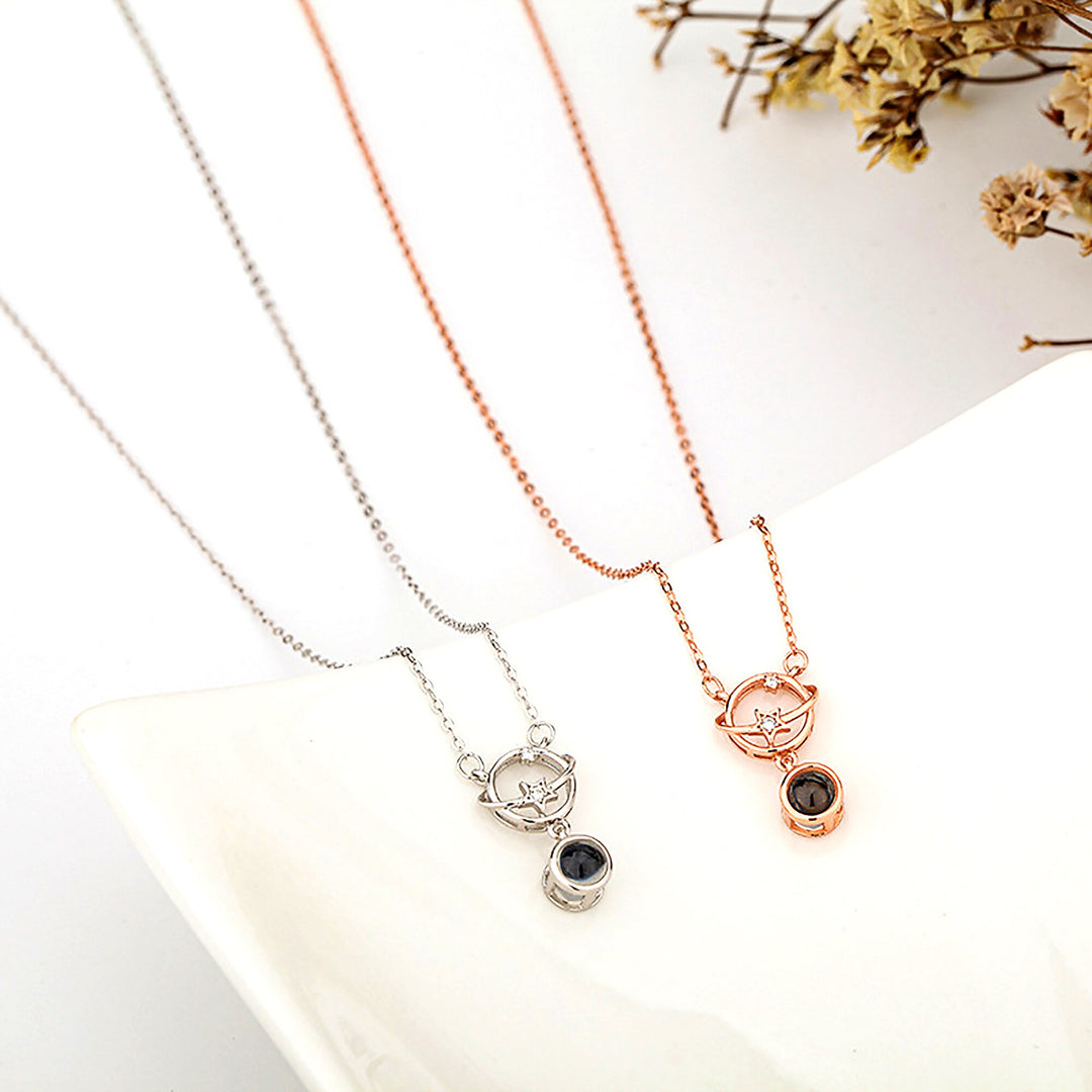 Planeet met aanpasbare foto's Projectieketting Hanger Sieraden