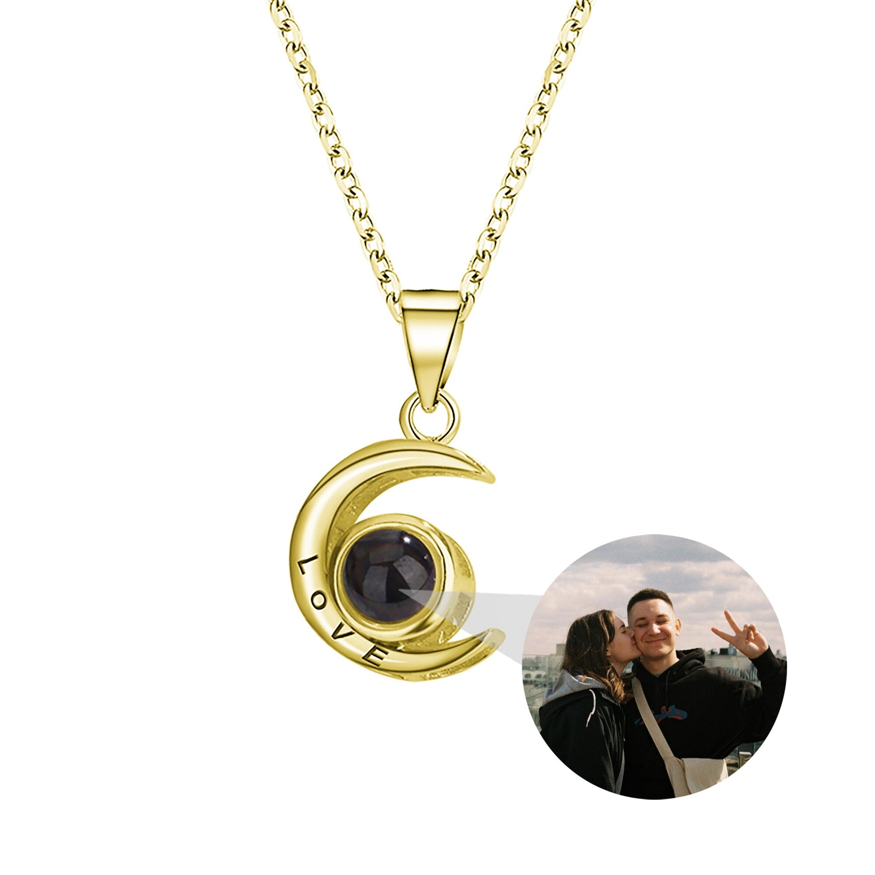 Custom Projection Photo Necklace Star Moon Necklace