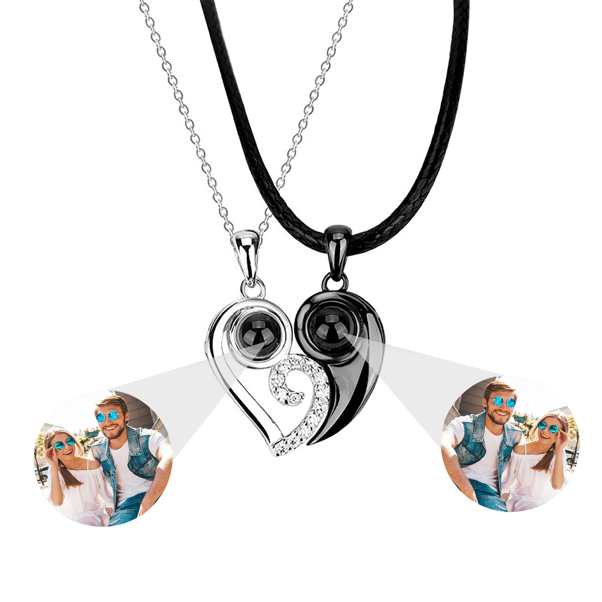 Foto personalizzabileSet di collana di coppia di moda cuore magnetico per donna uomo