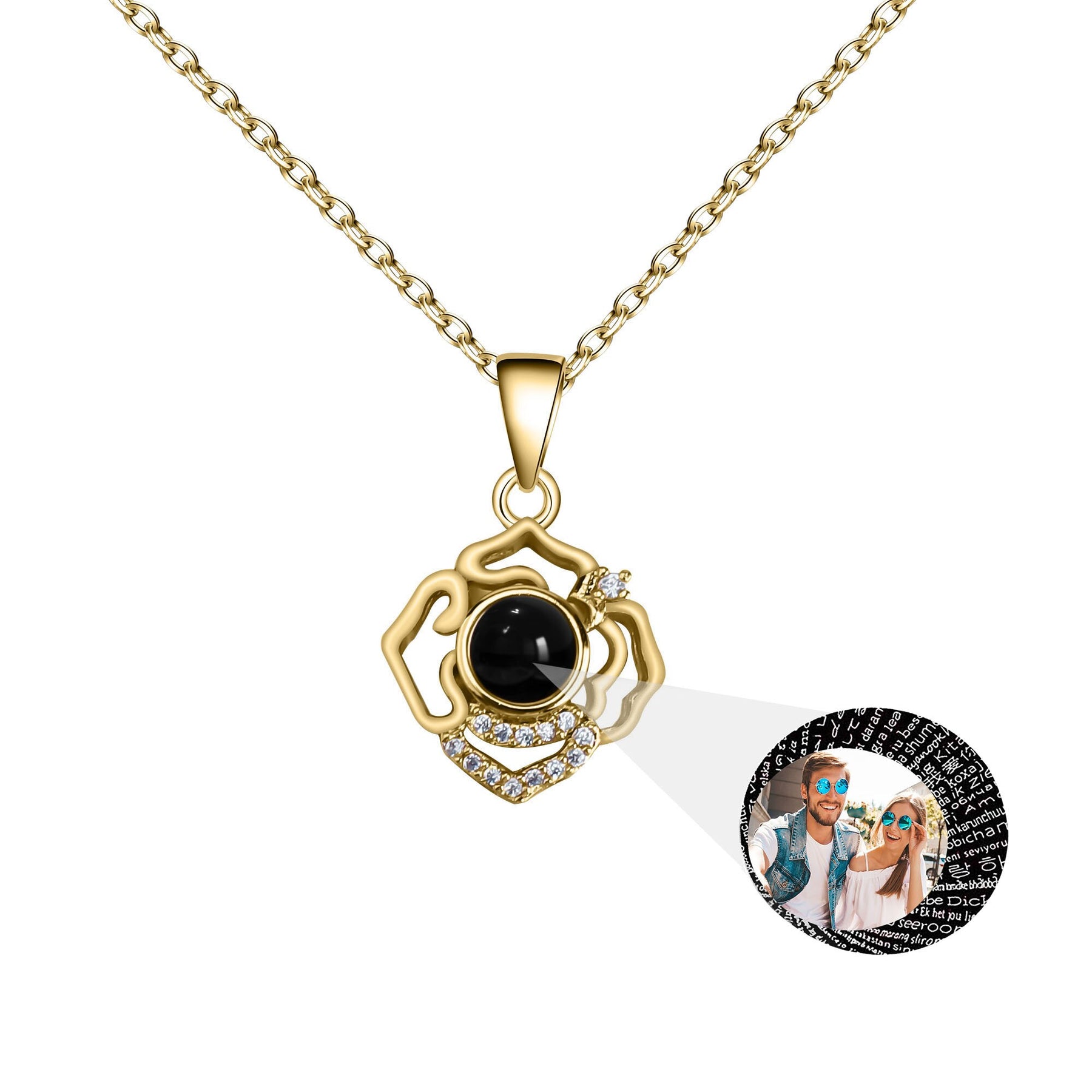 Petali per foto personalizzate Collana Wedding Romantic Memory Projection Collana