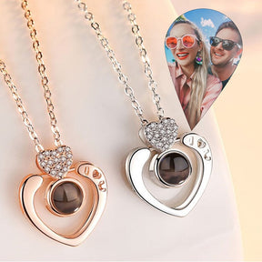 Custom Projection Photo Necklace With Heart Custom Mom Photo Necklace