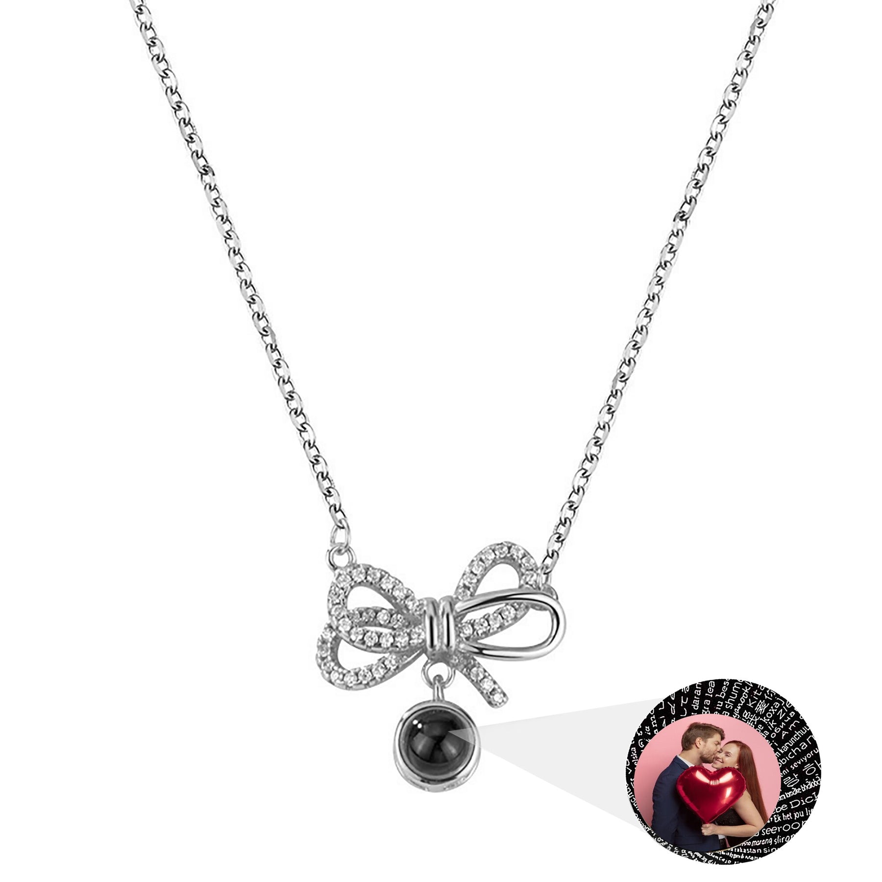 Customized Photo Bow Projection Memory Necklace