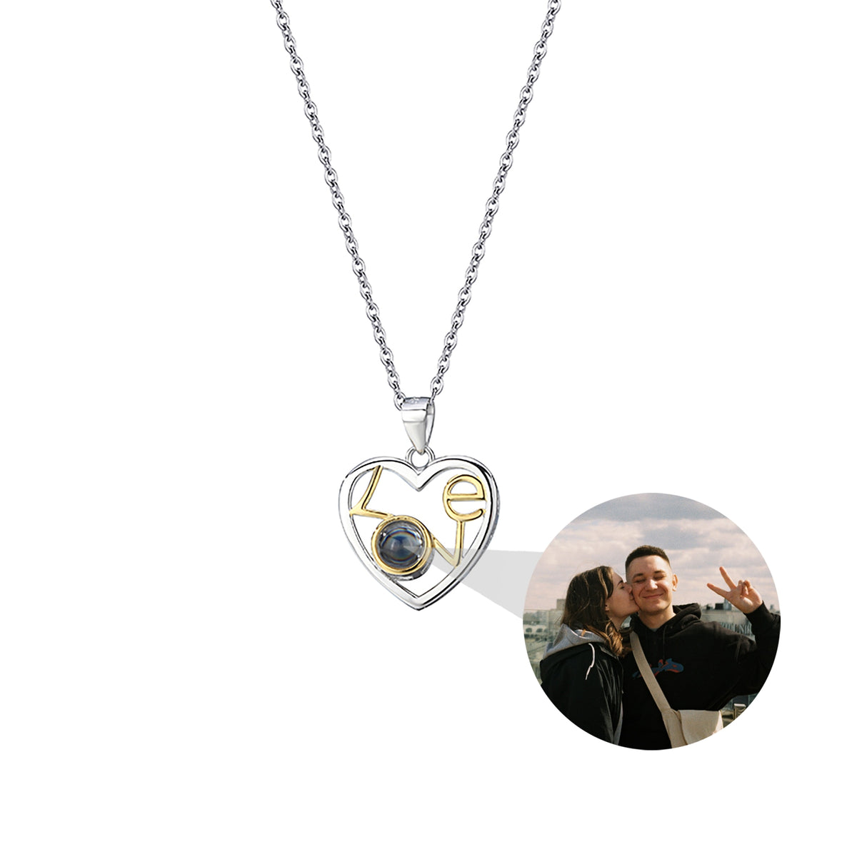 Collana con foto personalizzabile Ciondolo cuore rotondo Collane romantiche con proiezione di memoria