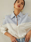Patchwork Lapel Women Shirts Long Sleeve Single-breasted Loose Female Blouses