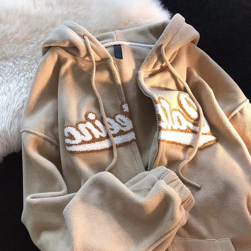 Letter Print Casual Hooded Sweatshirts Vintage Simple Streetwear Coats