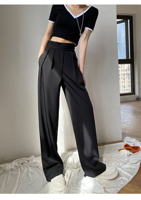 Casual Baggy Trousers Women Summer High-Waist Pants Loose Straight Mopping Pants