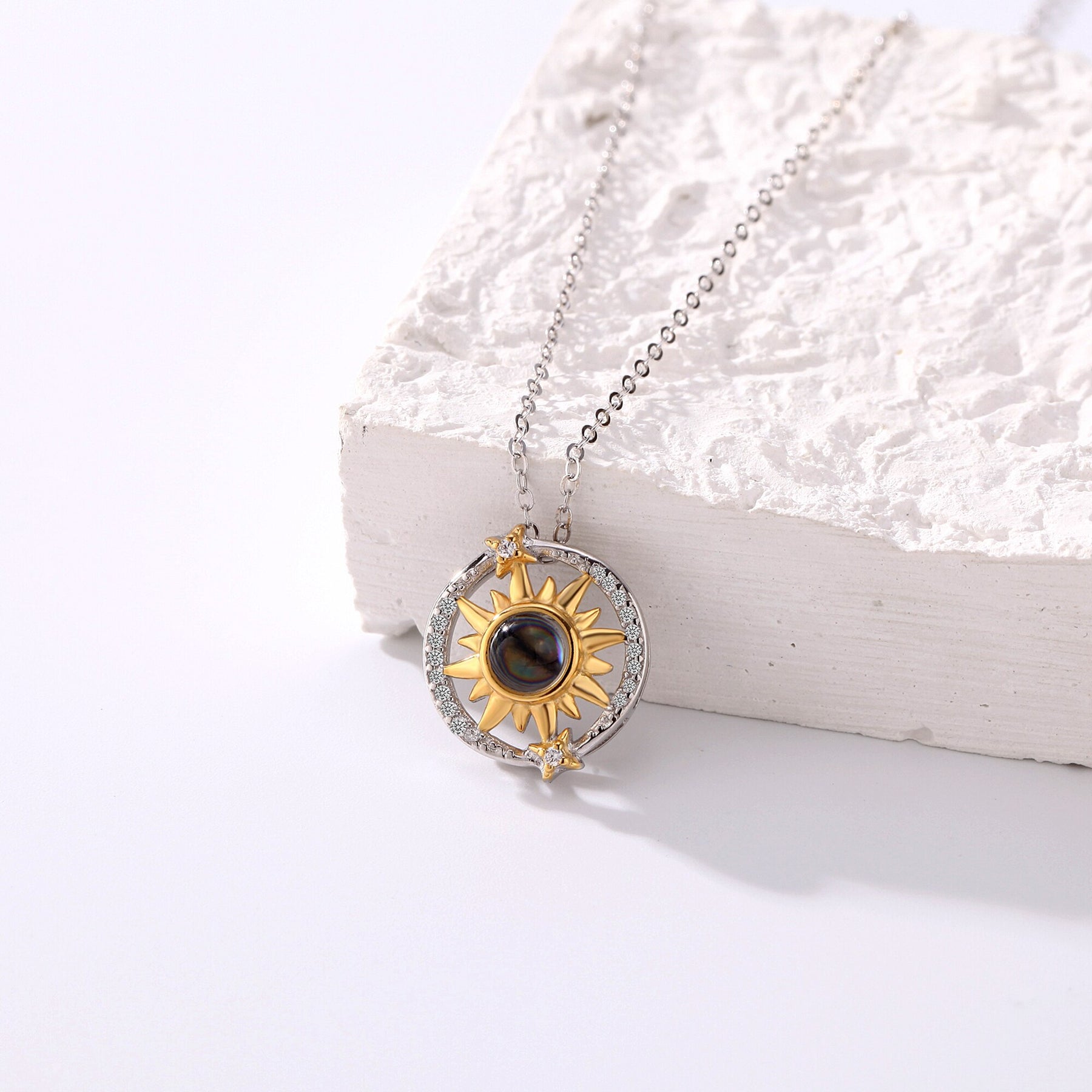 Customizable photo sunflower Projection Necklace Pendant Jewelry