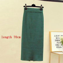 High Waist Women Knitted Skirt Spring Autumn Fashion Rib Skirt Elegant Midi Skirt