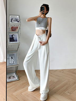 Casual Baggy Trousers Women Summer High-Waist Pants Loose Straight Mopping Pants