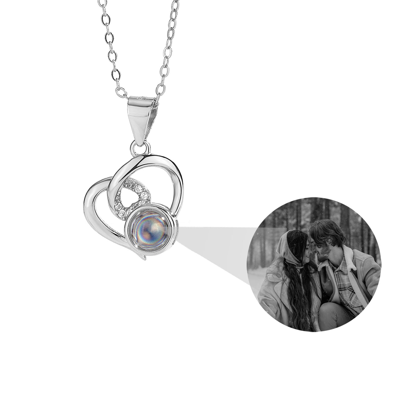 Kundengerechte Foto-Halsketten-Silber-glänzende Herz-Ketten-Halsketten-Geburtstags-Geschenke