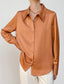 Turn-down Collar Solid Blouses Women Full Sleeve Loose Single-breasted Satin Shirts