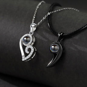 Customizable photoSet of Fashion Magnetic Heart Couple Necklace For Women Men