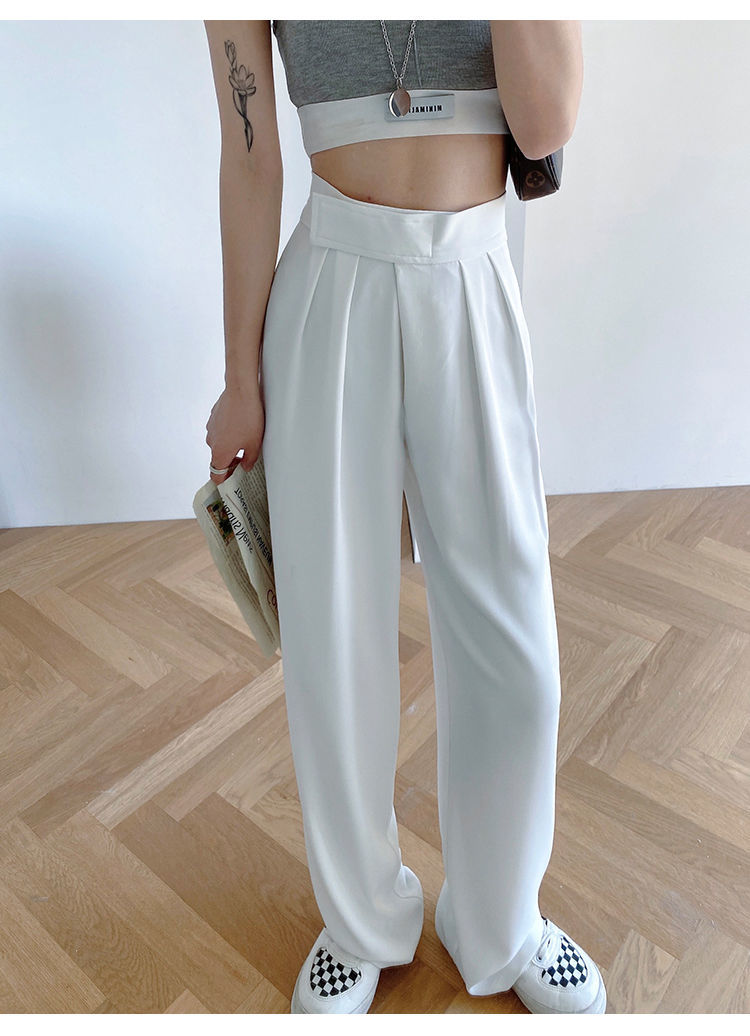 Casual Baggy Trousers Women Summer High-Waist Pants Loose Straight Mopping Pants