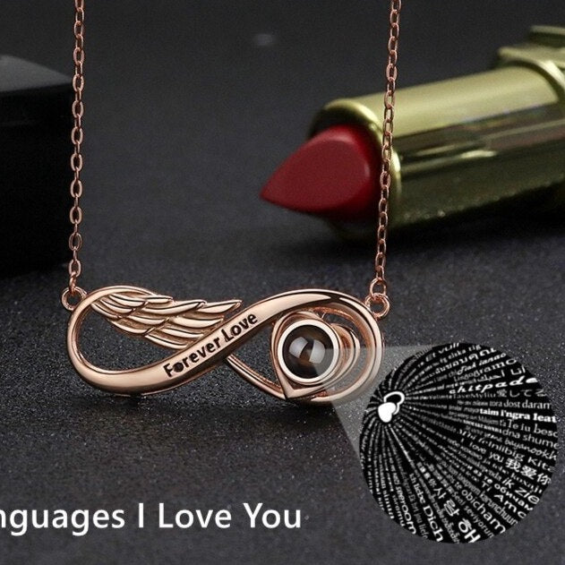 Gepersonaliseerde projectiefotoketting, ketting met oneindigheidshanger, verjaardagscadeau