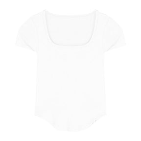 Pure Color Slim Short Sleeve Tees Women 2022 Summer Y2k Crop Fashion Sexy Blouse