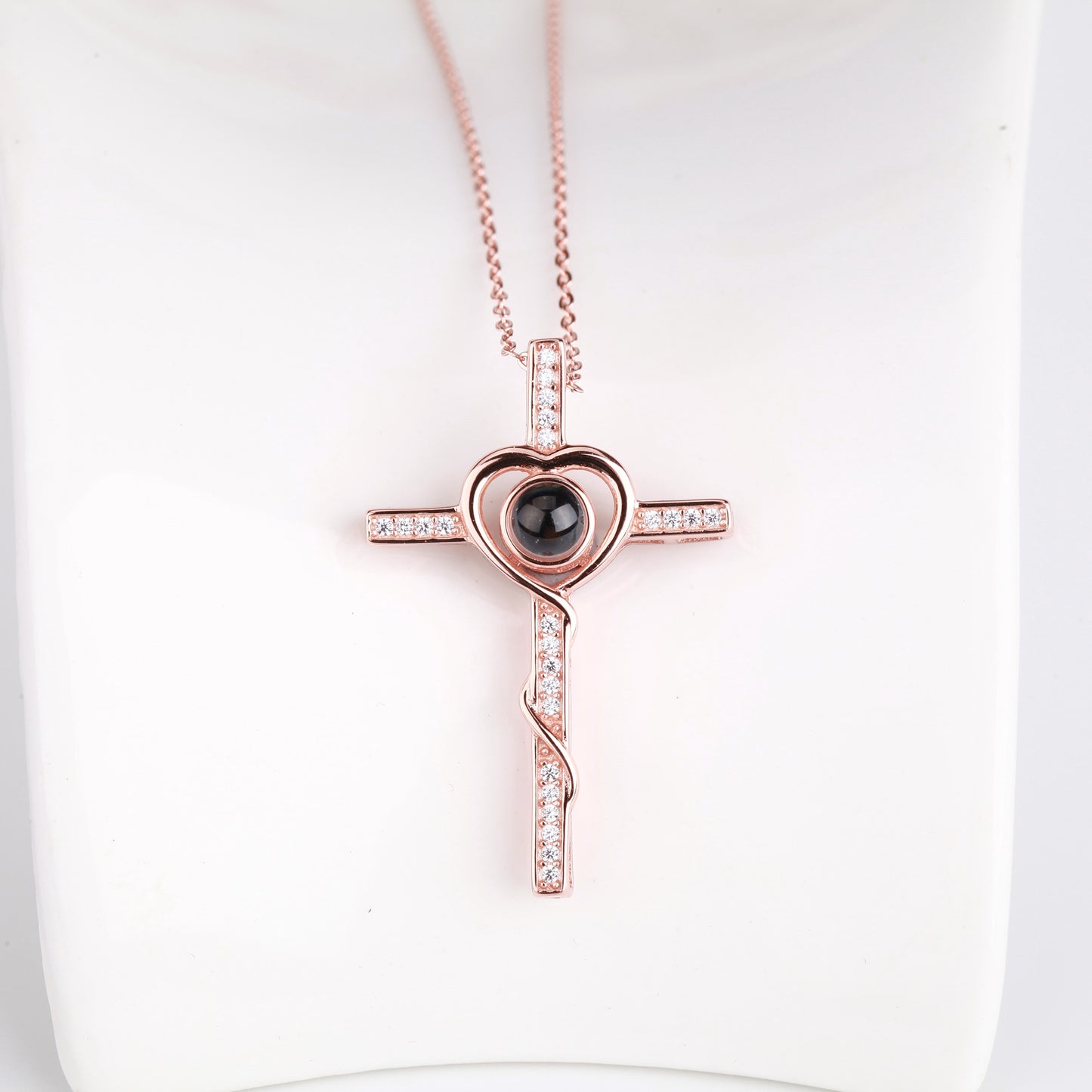 Personalized Name Custom Photo Cross Projection Necklace 925 Silver Necklace