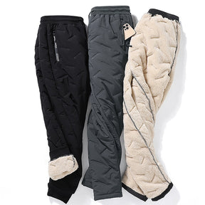 Tasche invernali con zip Pantaloni della tuta in pile addensato Pantaloni da jogging Pantaloni termici impermeabili