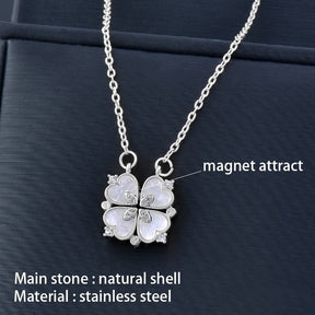 Trendy Flower Magnetic Attract Together Pendant Necklace