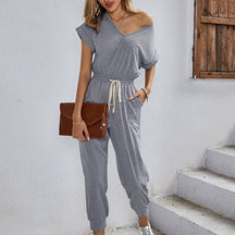 Sexy Casual Polyester Rompers Summer Women's 2022 High Waist Overalls Outfits Jumpsuit with Pocket