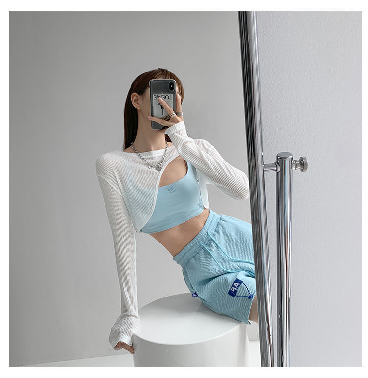 Hollow Smock T Shirt Women Summer Thin Irregular Long Sleeve Knitted